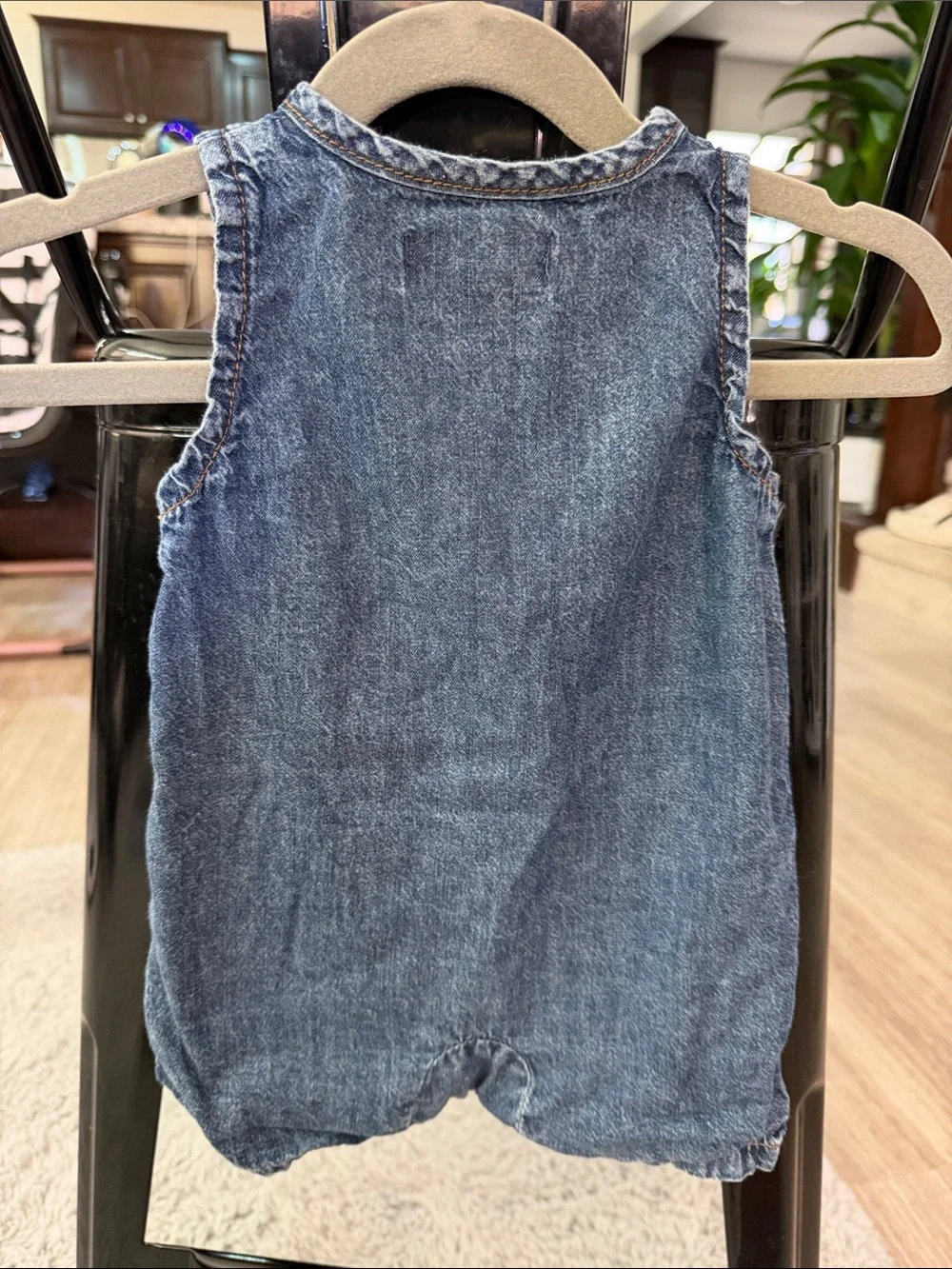 7 For All Mankind Blue Denim Sleeveless Baby Romper